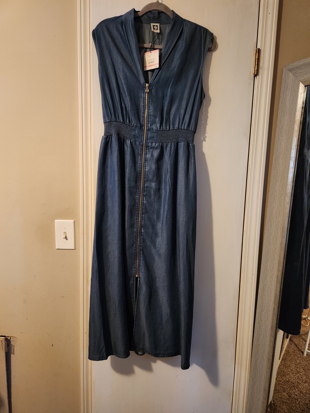 Anne Klein Sleeveless Denim-Style Maxi Dress in Blue